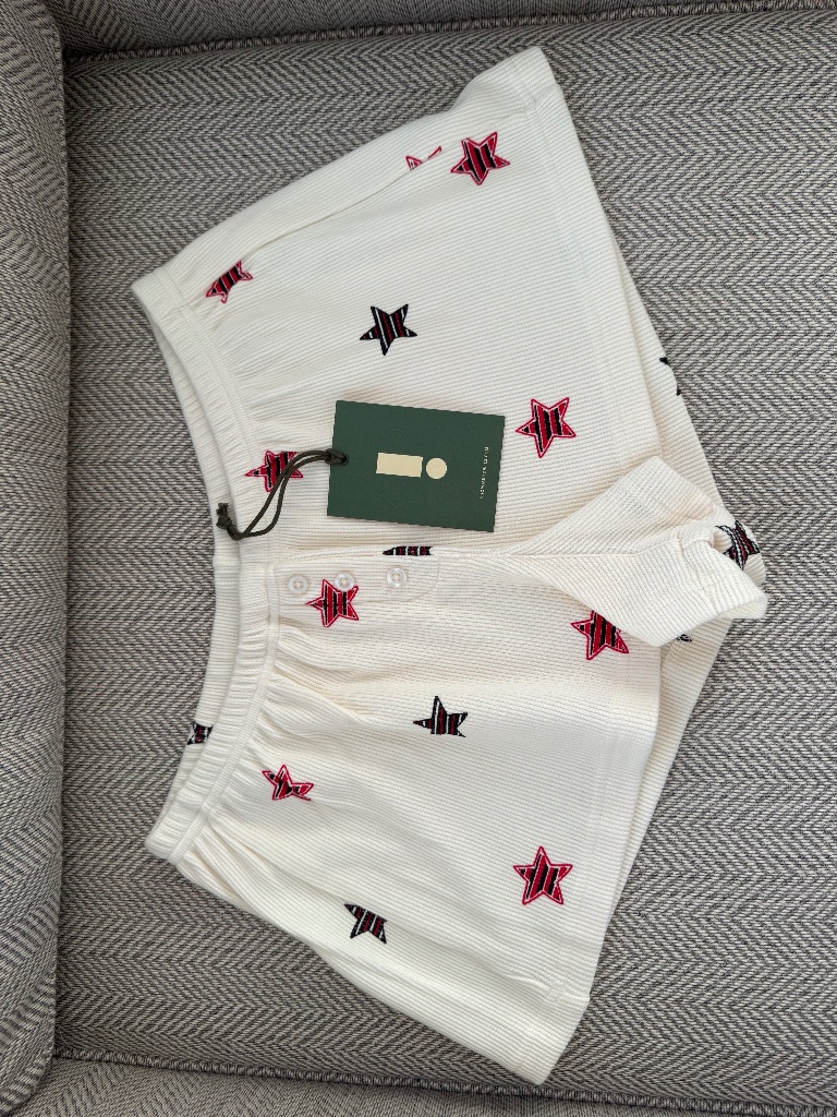 Daily Drills Thermal Sleep Set - Cream + Stars Micro Shorts Only Size Xs/S Nwt